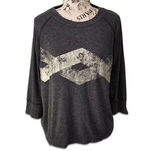 Zara W/B Collection Gray Silver Metallic Knit Top Sweater S